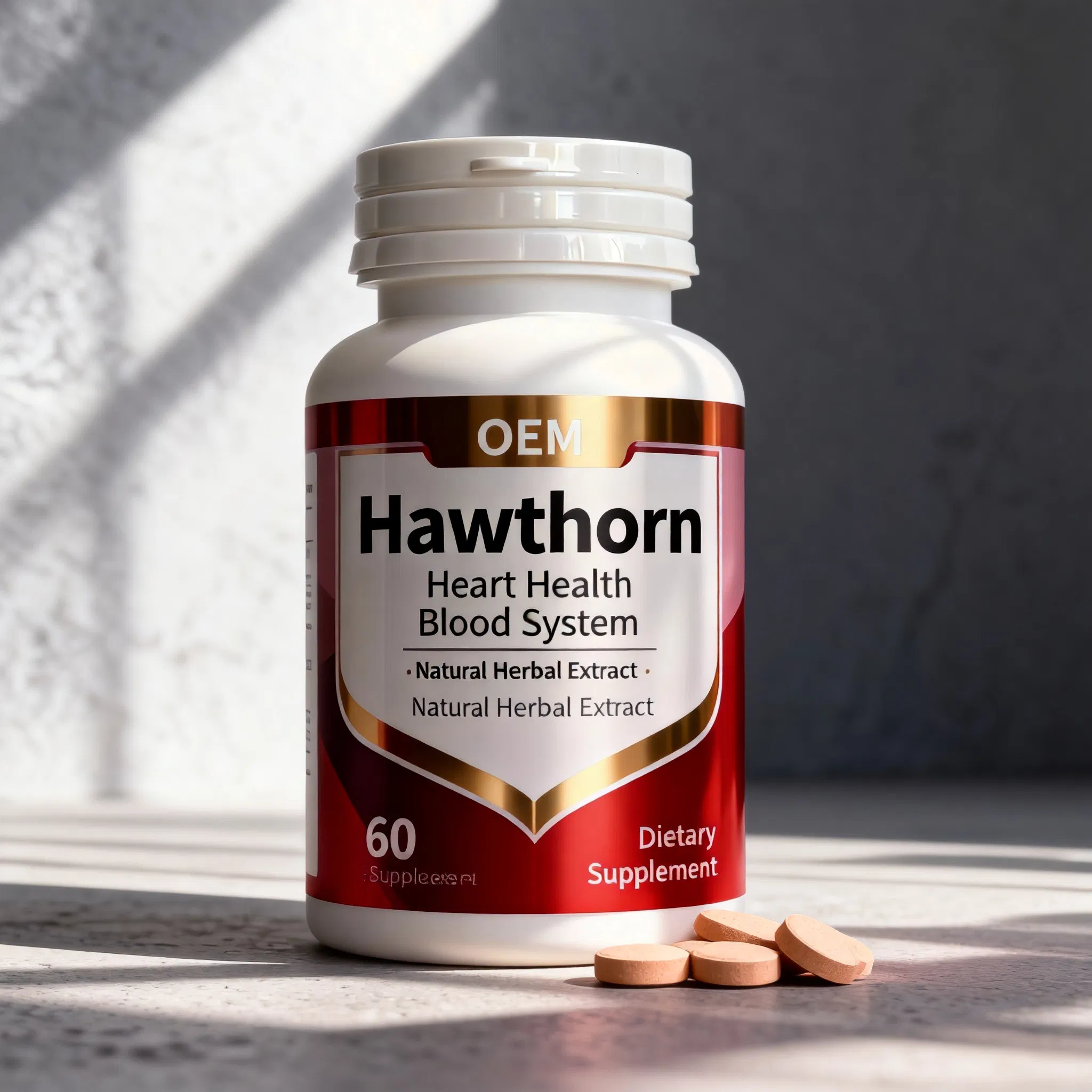 Comprimidos de Hawthorn Saúde do Coração e Suporte Cardiovascular Suplemento Crataegus Atacado OEM/ODM