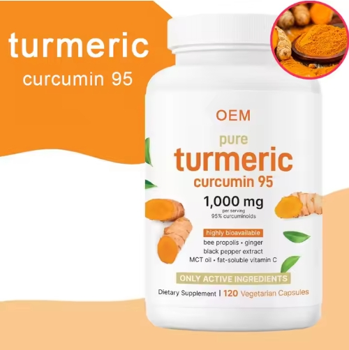 Cápsulas de Curcuma Curcumin – Suplementos para Saúde das Articulações Extrato de Raiz de Curcuma Herbal para Suporte Antioxidante OEM/ODM