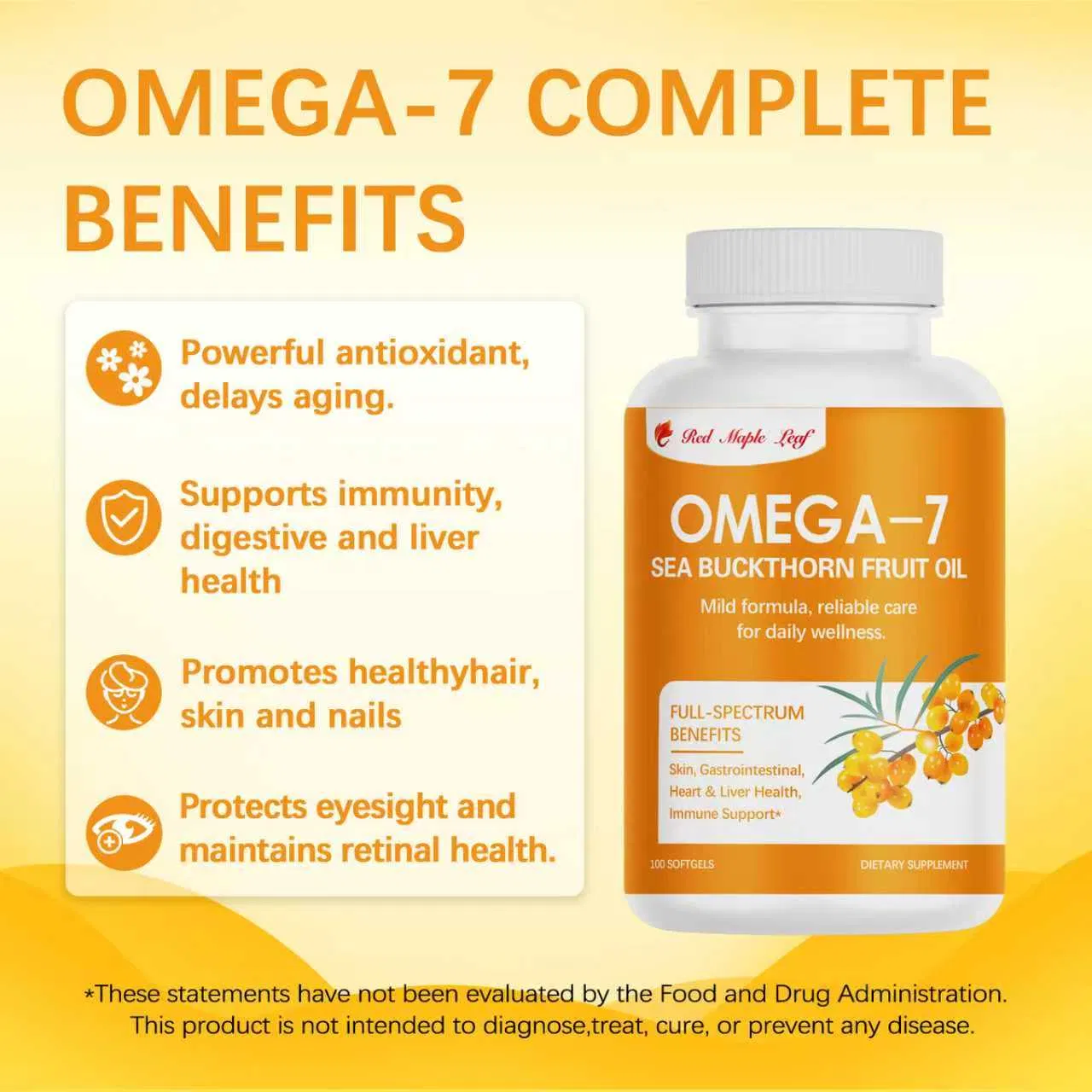 Óleo de Polpa de Espinheiro Marítimo Omega 7 Suplemento Superalimento Suplemento de Baga de Espinheiro Marítimo