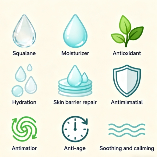 Reparo da Barreira Cutânea Anti-inflamatório Ingrediente Hidratante Derivado de Fermentação Suqalane