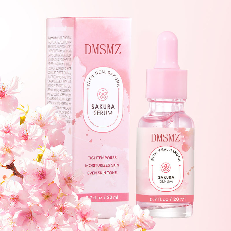 Uniformiza o tom de pele irregular, firma a pele, acalma a sensibilidade, repara a barreira cutânea danificada, sérum facial de sakura