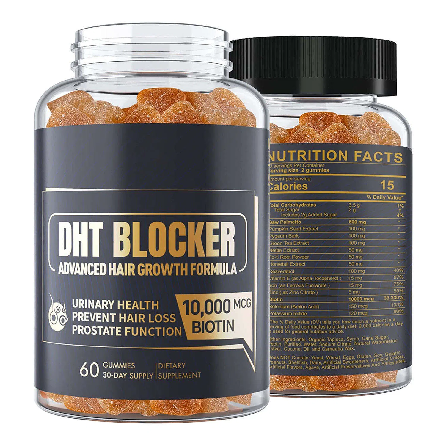 Suplemento de Saúde da Próstata para Prevenção de Cabelo com Palmetto, Bloqueador de DHT, Gomas de Doces, Suplementos Dietéticos