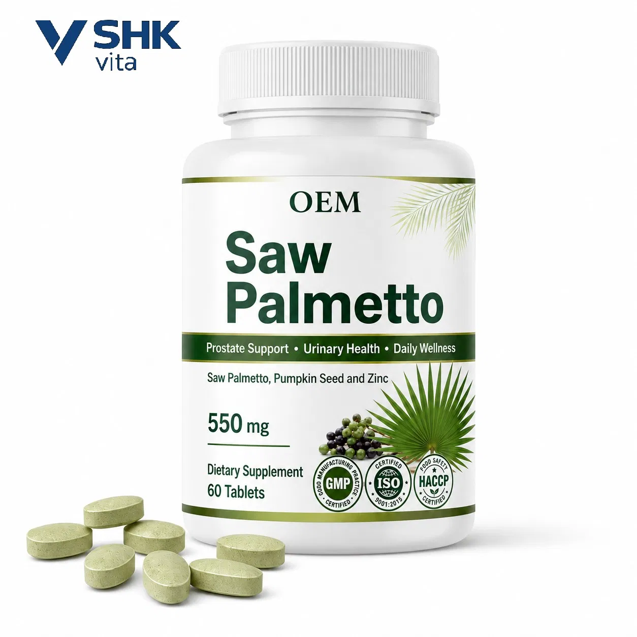 Tabletes de Saw Palmetto OEM Serenoa Repens Suplemento de Suporte à Próstata Fornecimento em Grande Escala