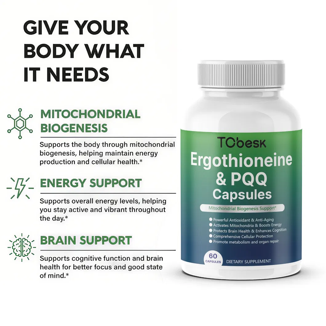 Cápsulas de Composto de Ergotioneína Pura Alta Antioxidante Anti-Fadiga Tcbesk Empower Master