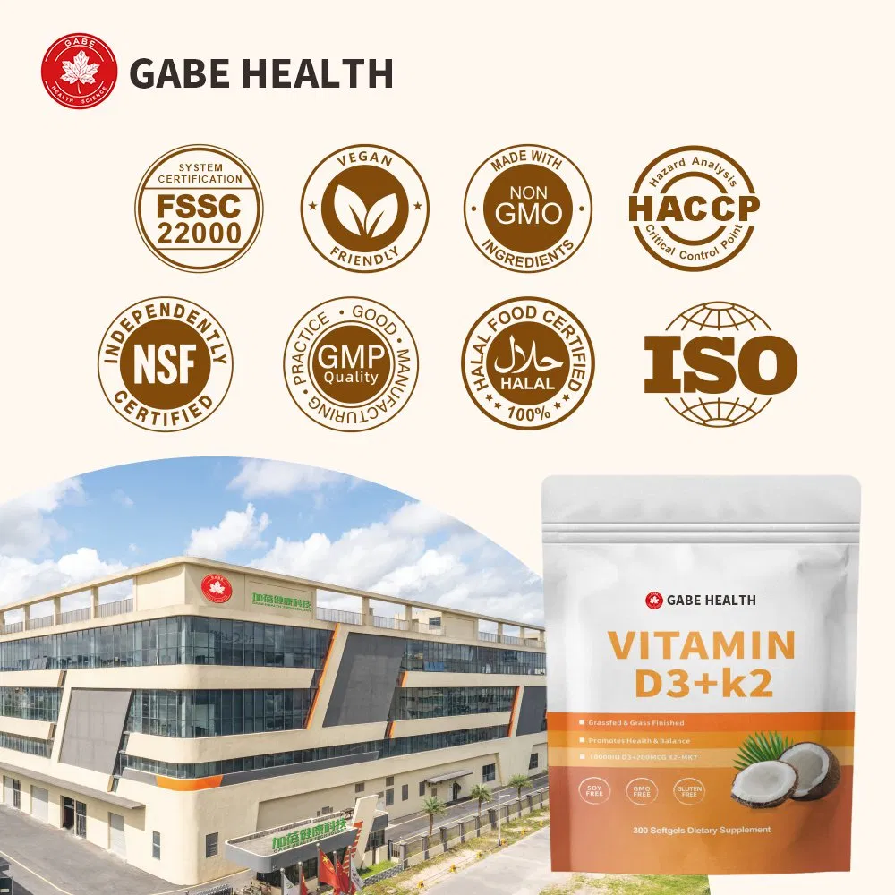 Suplemento de Cálcio Natural em Cápsulas de Gelatina Macia Não-OGM Sem Glúten para Fortalecimento Ósseo e Saúde Cardiovascular D3 K2