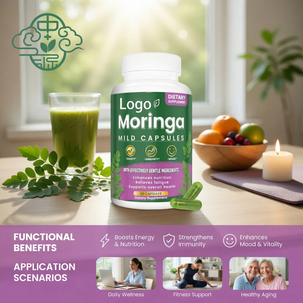 Extrato de planta de bem-estar mundial, pó de moringa antioxidante, anti-inflamatório, suplemento de ingredientes naturais de moringa