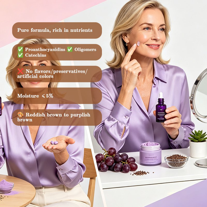Fornecimento de Extrato Puro de Semente de Uva para Cuidados com a Pele e Cosméticos Anti-Envelhecimento