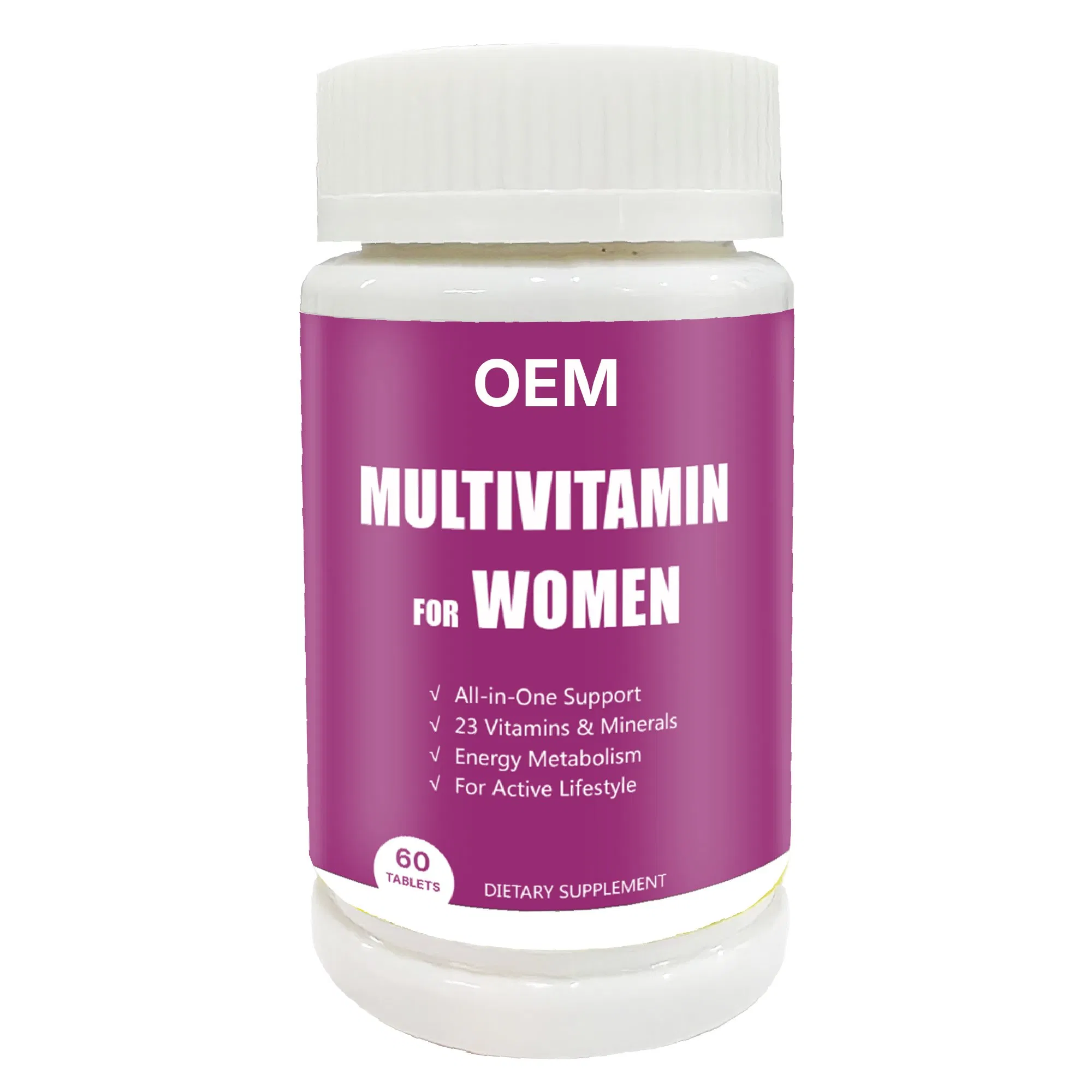 Cápsulas de Multivitamínico OEM Suporte ao Sistema Imunológico Sustenta Energia com Vitamina B12,, D, C, Zinco, Magnésio