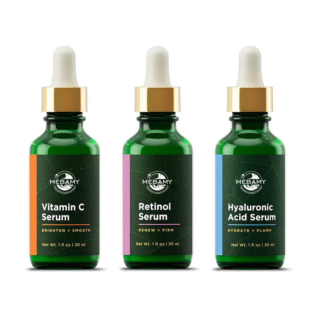 Sérum Facial Complexo Firmador Iluminador Antienvelhecimento de Ácido Hialurônico OEM Pacote Combinado