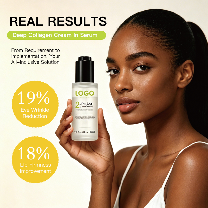 Creme Sérum de Dupla Fase para Nutrientes Suaves, Iluminar o Opaco, Reduzir Rugas Oculares, Colágeno de Baixo Peso Molecular