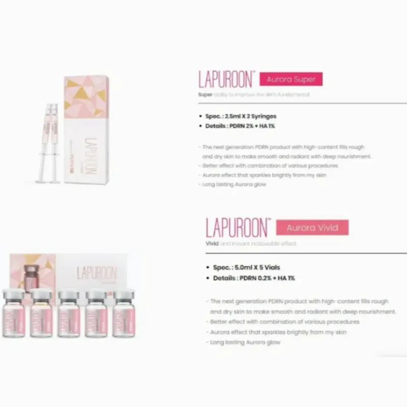 Lapuroon Aurora Vivid (5ml*5) Pdrn Hidratação Profunda e Firmadora da Pele Lapuroon Aurora Super Sódio DNA Pdrn
