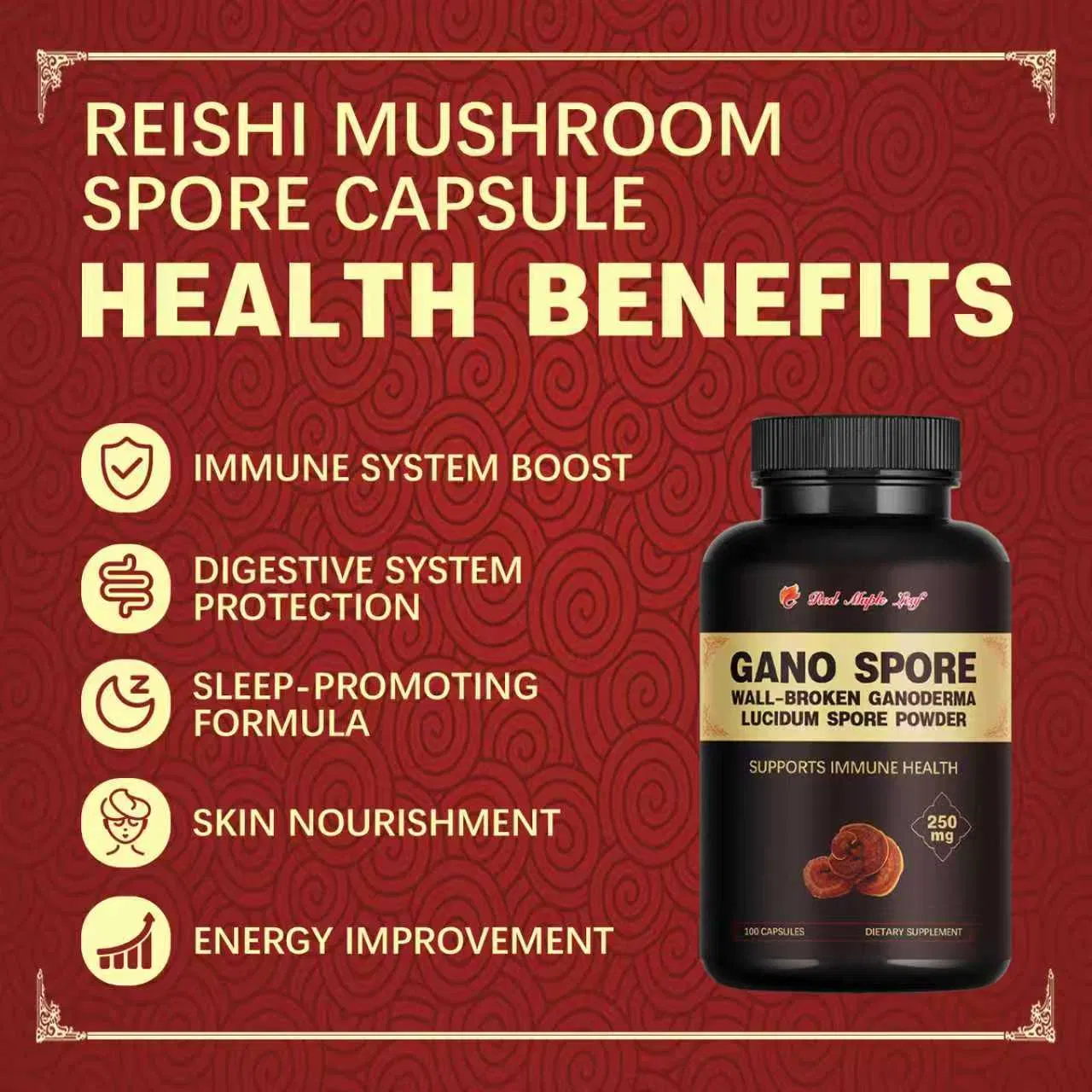 Cápsulas de Esporos Gano - Ganoderma Lucidum Quebrado para Suporte Imunológico, Sono e Energia