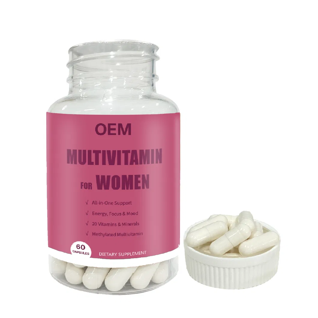 Cápsulas de Multivitamínico OEM Suporte ao Sistema Imunológico Sustenta Energia com Vitamina B12, D, C, Zinco, Magnésio