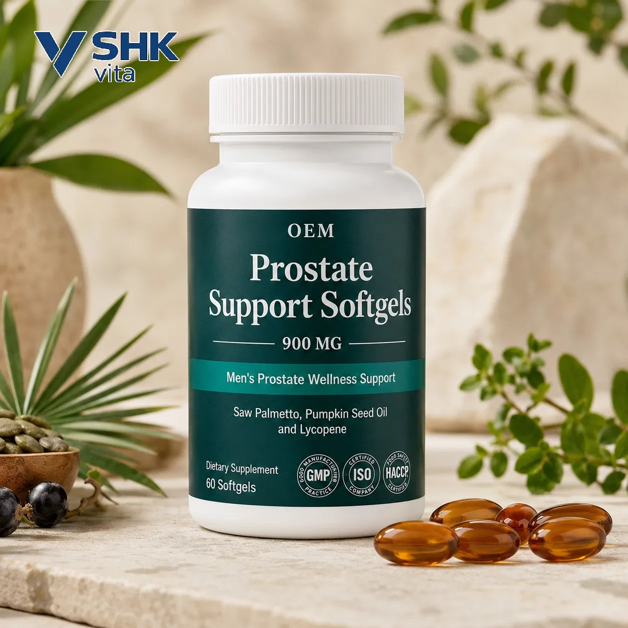 Suplemento de Saúde Masculina Softgels de Suporte à Próstata OEM Óleo de Semente de Abóbora Saw Palmetto Fornecimento em Grande Escala