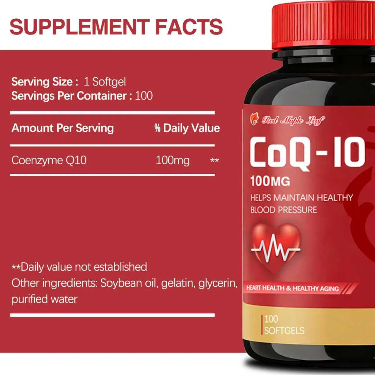 Cápsulas de Coenzima Coq10 Suplementos Herbais Softgel Personalizado OEM Cápsulas de Coenzima Q10