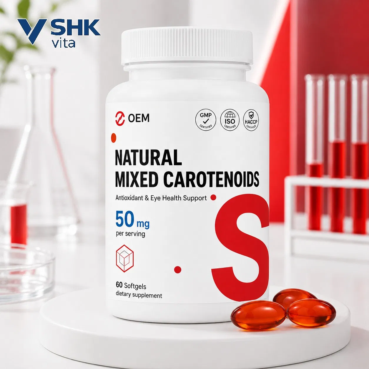 Suplemento Antioxidante de Softgels de Carotenoides Mistos Naturais OEM Beta Carotenoide Luteína Licopeno Fornecimento em Grande Escala