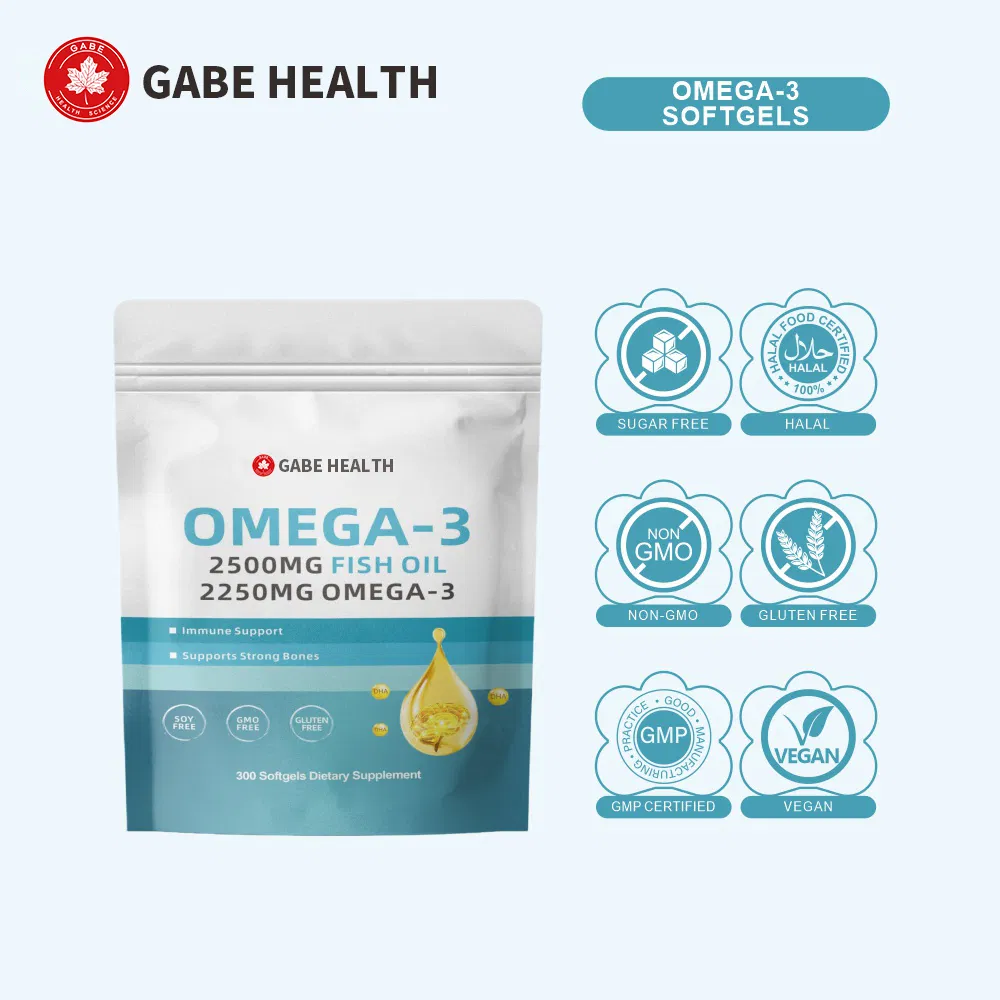 Omega3 Cápsulas macias de composto de óleo de peixe e astaxantina, antioxidante e cuidado cardiovascular, suplemento dietético