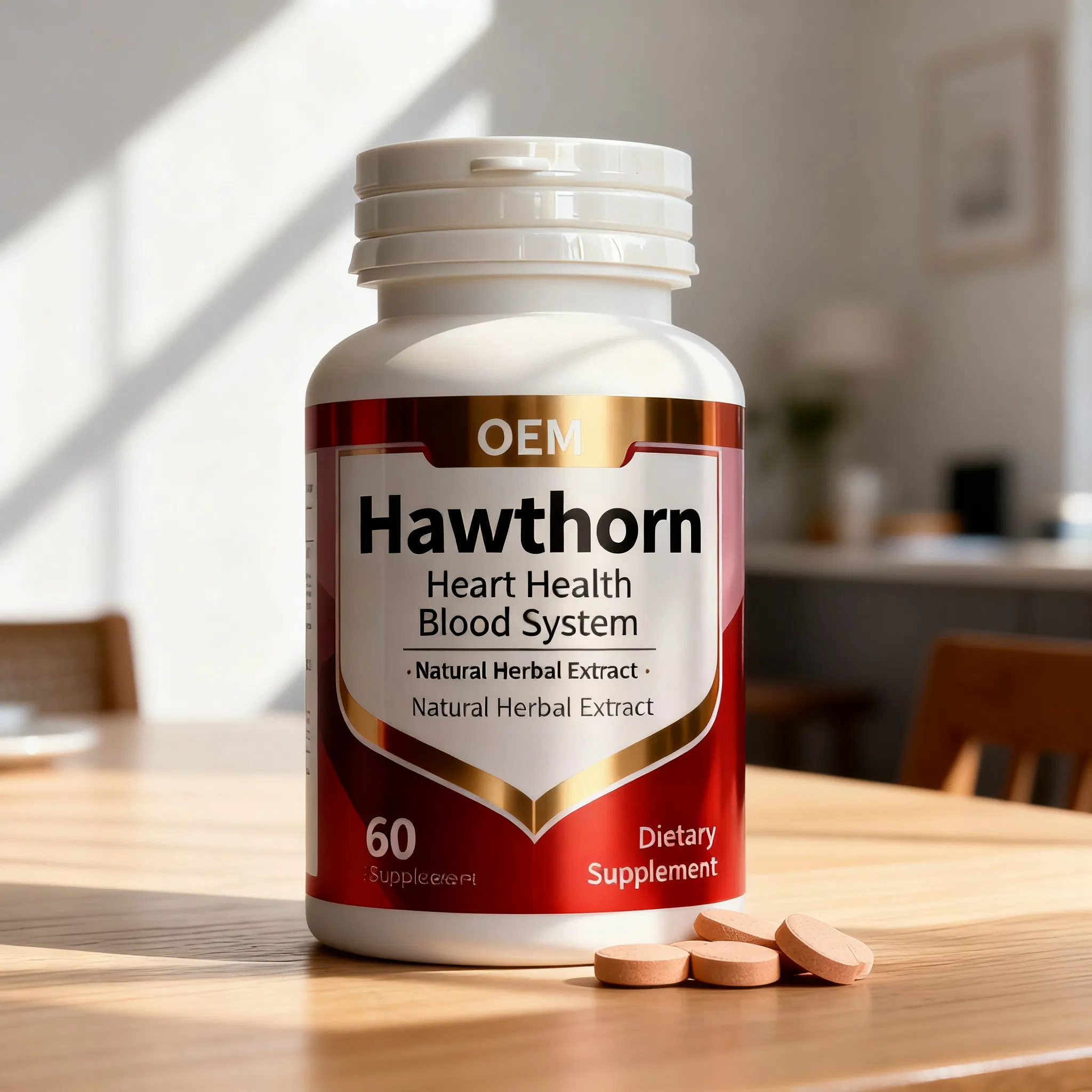 Comprimidos de Hawthorn Saúde do Coração e Suporte Cardiovascular Suplemento Crataegus Atacado OEM/ODM