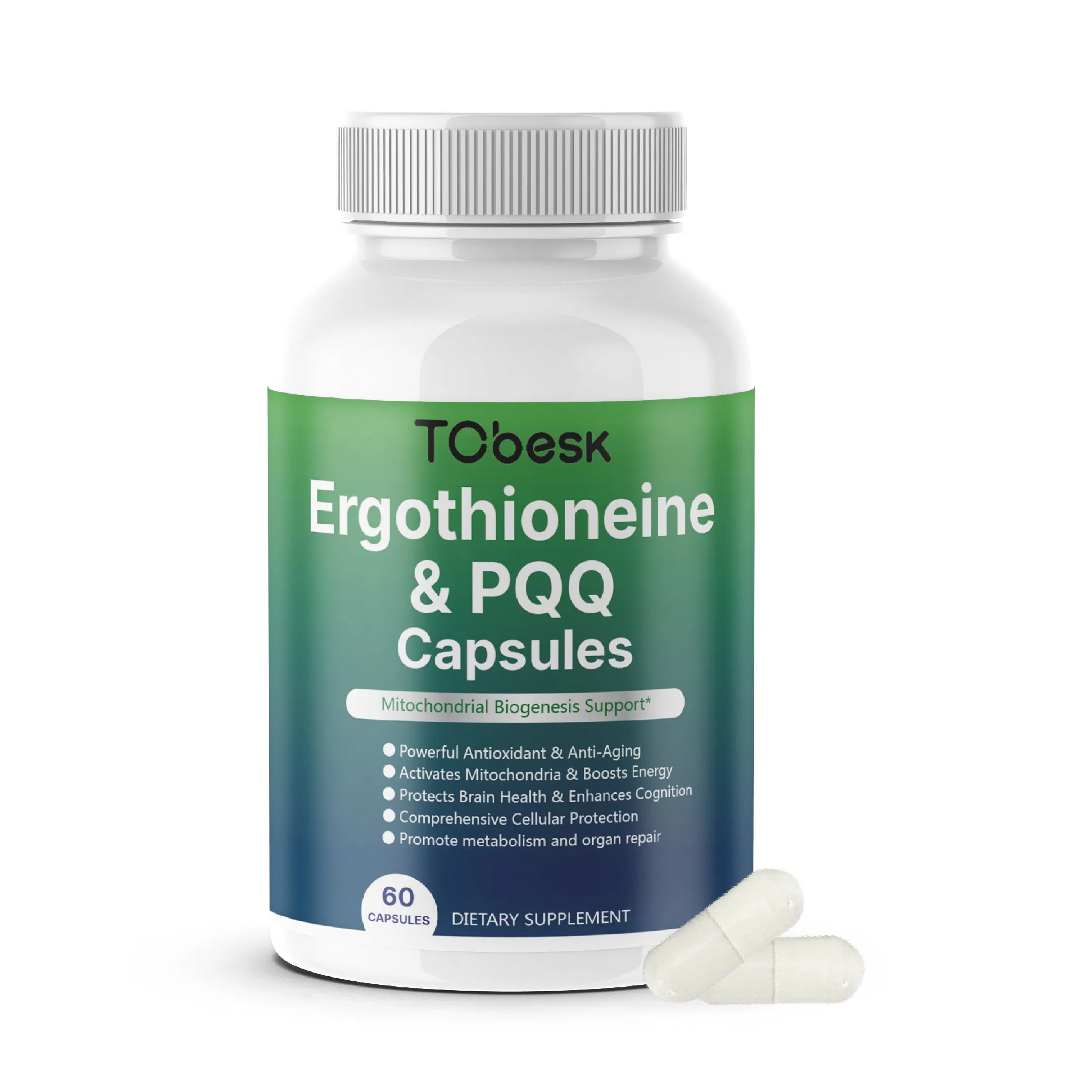 Cápsulas de Composto de Ergotioneína Pura Alta Antioxidante Anti-Fadiga Tcbesk Empower Master