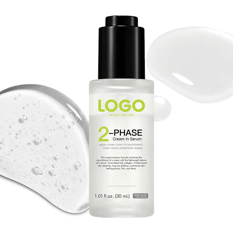 Linhas de Marca Própria Aumentam a Elasticidade da Pele Hidratar Preencher Firmar Aparência Jovem 58% Colágeno de Baixa Molecular 5% Botânico 2 Creme Sérum em Fase