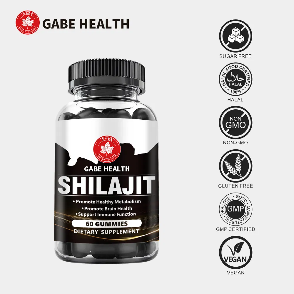 Gomas de Shilajit do Himalaia - Suporte de Energia e Suplemento Antioxidante com Ácido Fulvico e Minerais Traço, Sabor Natural de Frutas Vermelhas, 60 Gomas para Adultos