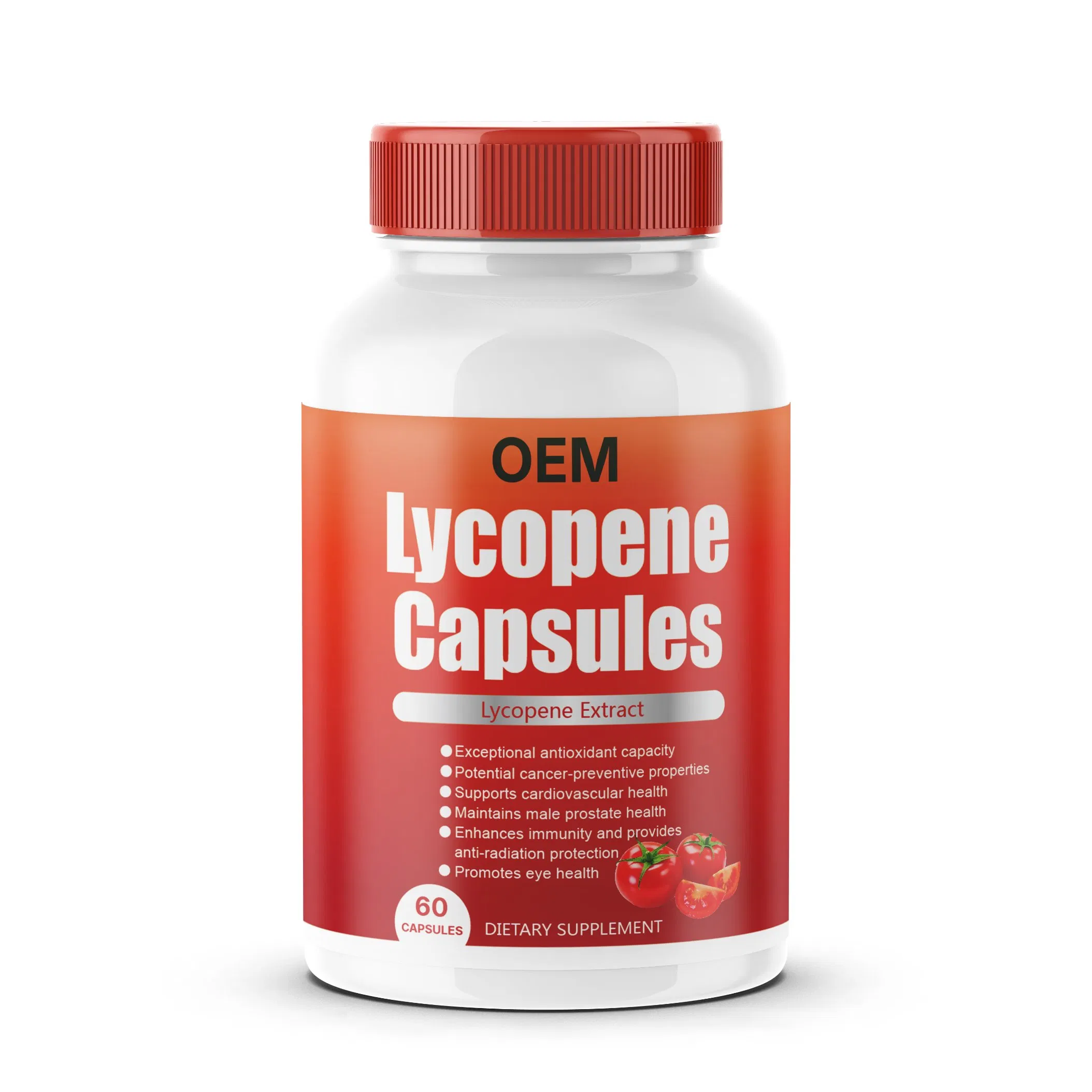 Personalize o Logo do Suplemento de Licopeno para Homens com Extrato Natural de Tomate para Suporte à Próstata, Pele e Antioxidantes em Cápsulas