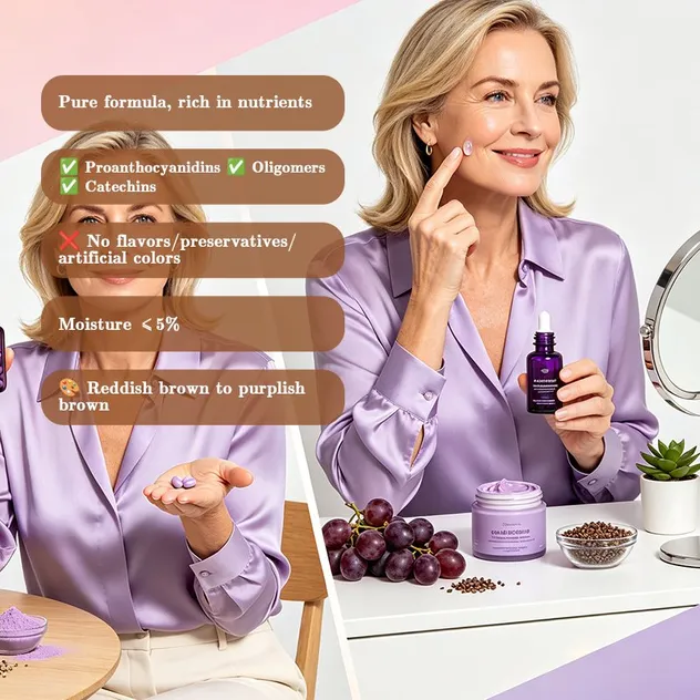 Fornecimento de Extrato Puro de Semente de Uva para Cuidados com a Pele e Cosméticos Anti-Envelhecimento