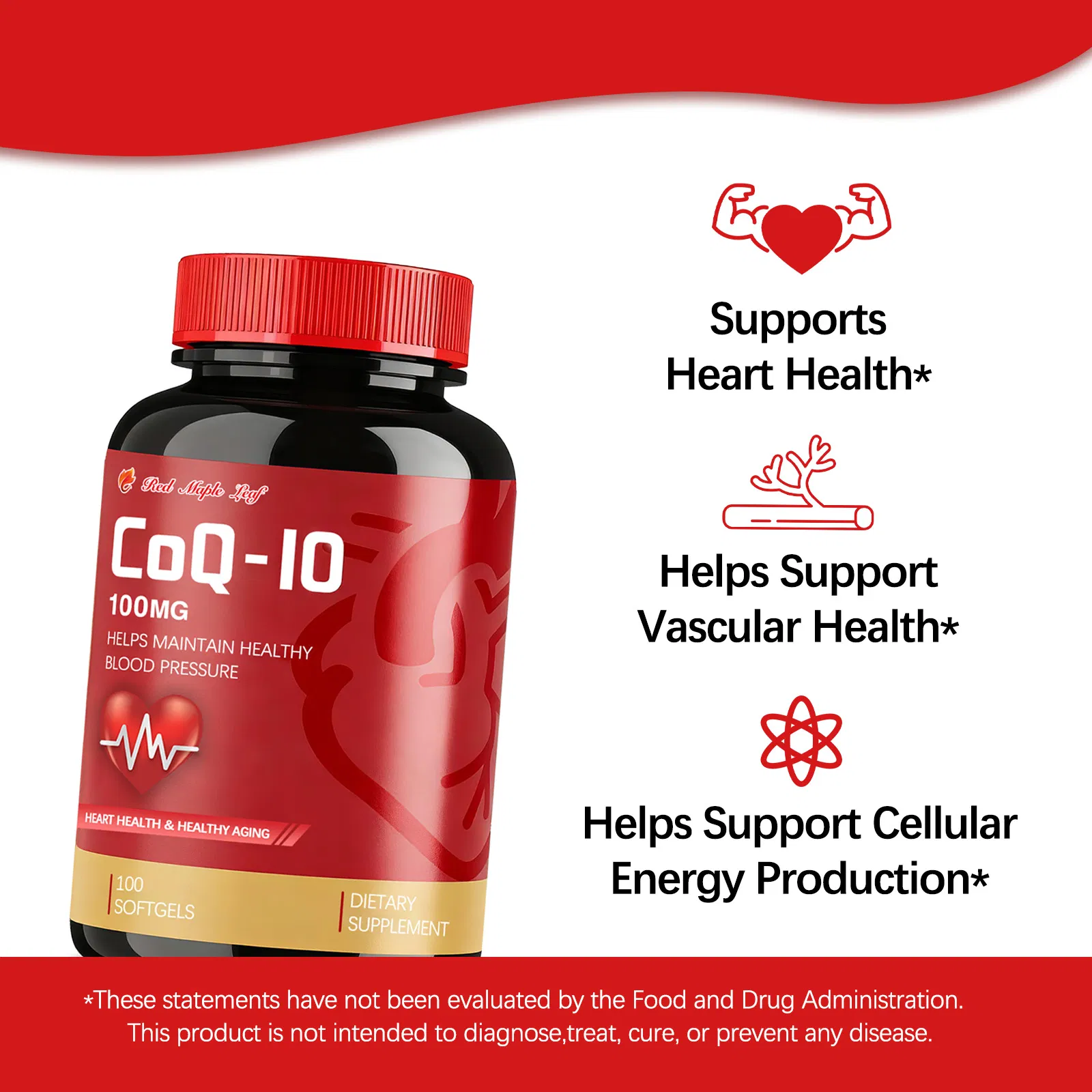 Cápsulas de Coenzima Coq10 Suplementos Herbais Softgel Personalizado OEM Cápsulas de Coenzima Q10