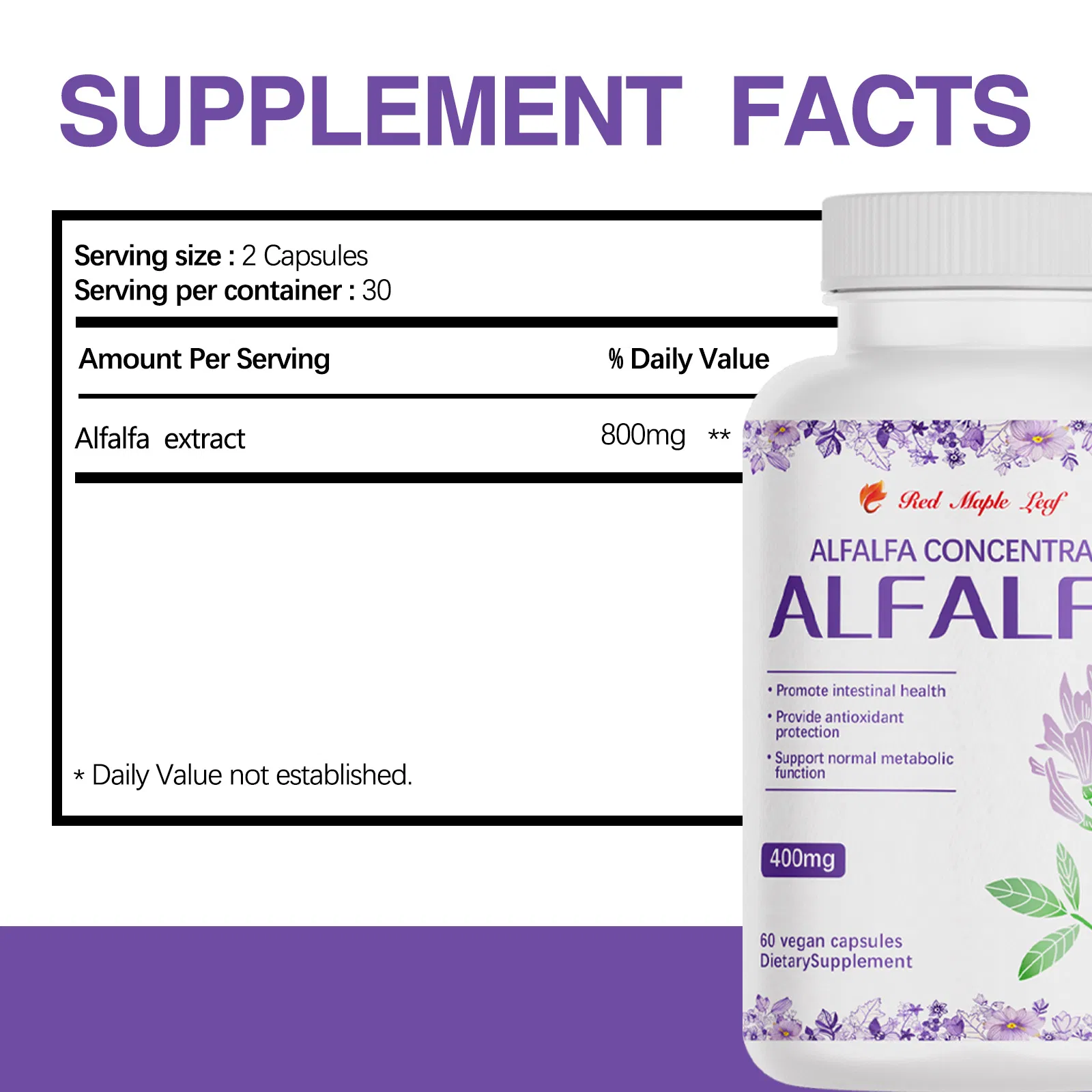 Cápsulas Veganas de Concentrado de Alfafa - Suplemento Dietético Natural para Saúde Intestinal e Suporte Antioxidante