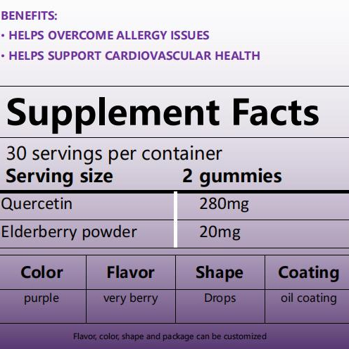 Superar questões de alergia pectina Sugarfree Quercetin Suplemento de gúmia para Cardiovascular Saúde