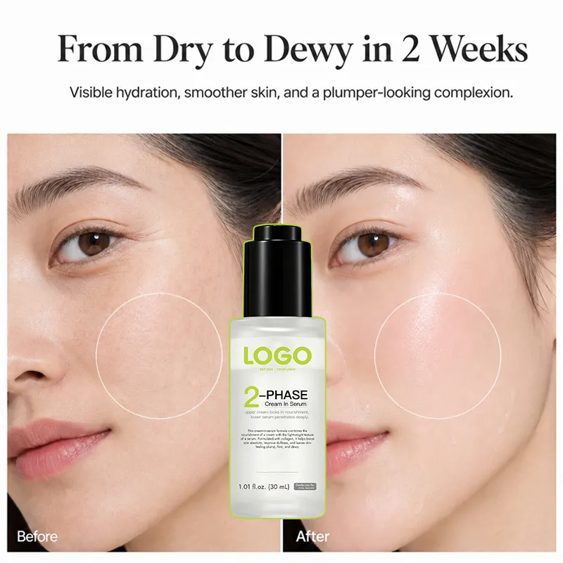 Linhas de Marca Própria Aumentam a Elasticidade da Pele Hidratar Preencher Firmar Aparência Jovem 58% Colágeno de Baixa Molecular 5% Botânico 2 Creme Sérum em Fase