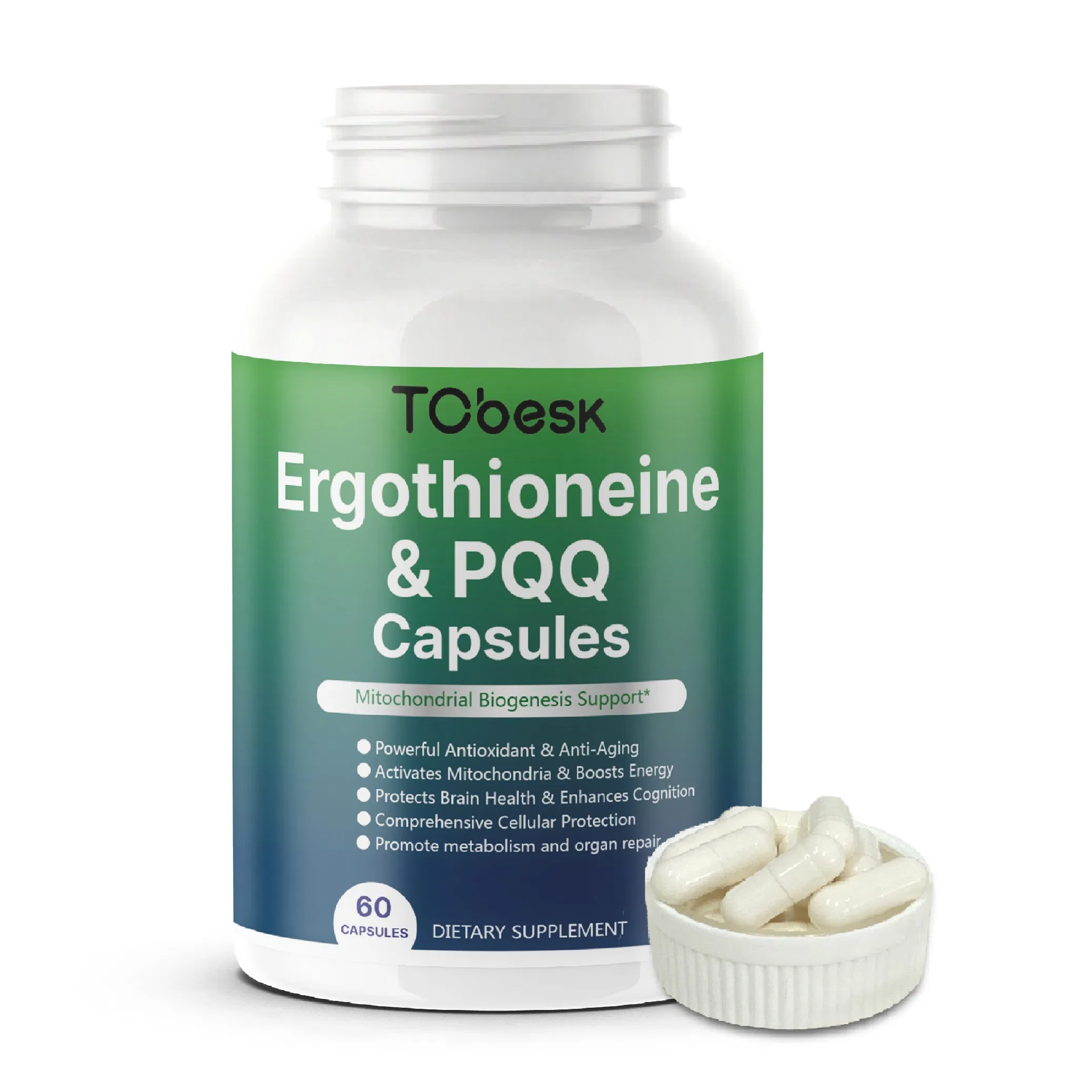 Cápsulas de Composto de Ergotioneína Pura Alta Antioxidante Anti-Fadiga Tcbesk Empower Master