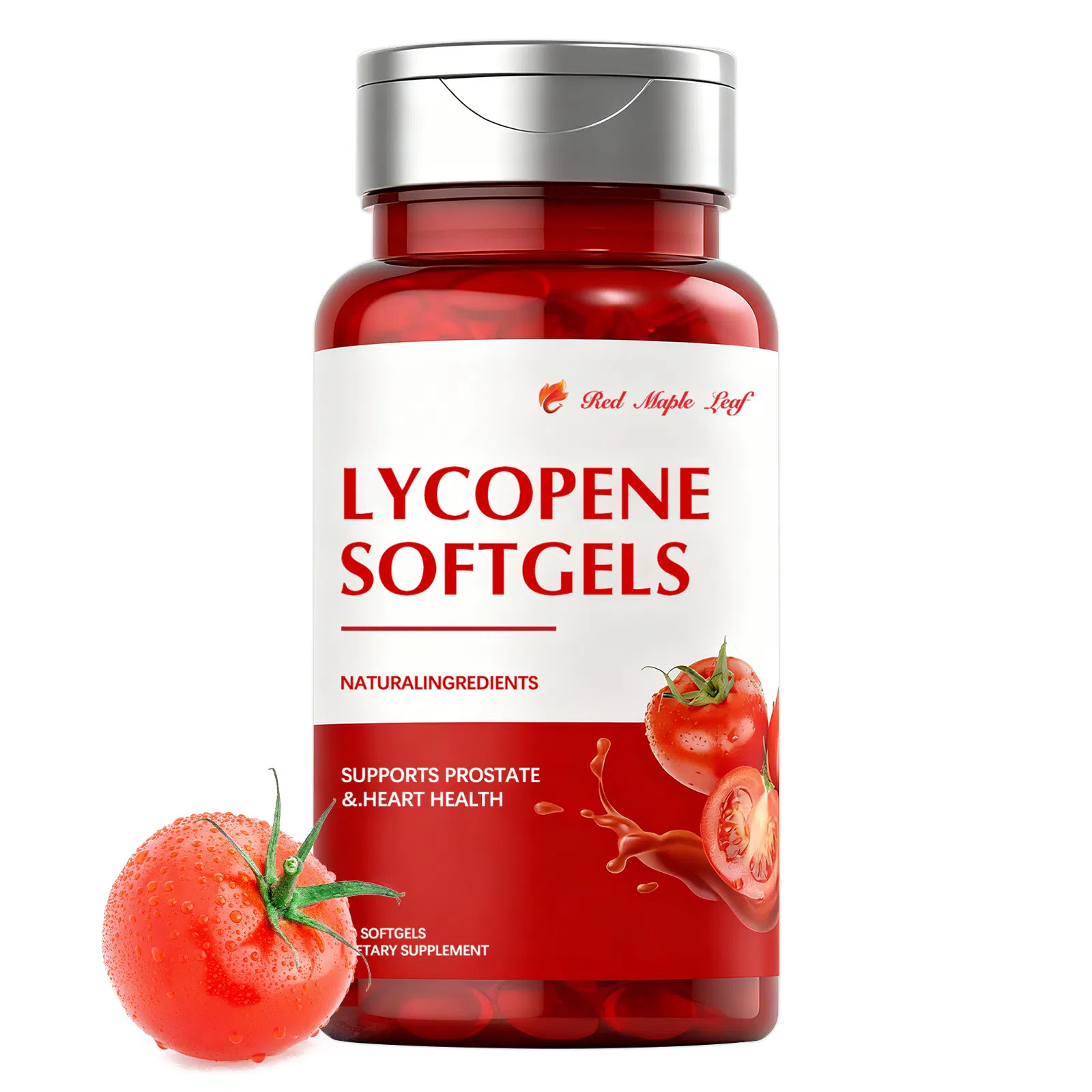 Softgels de licopeno, suplemento antioxidante natural para a saúde da próstata e do coração, sem OGM