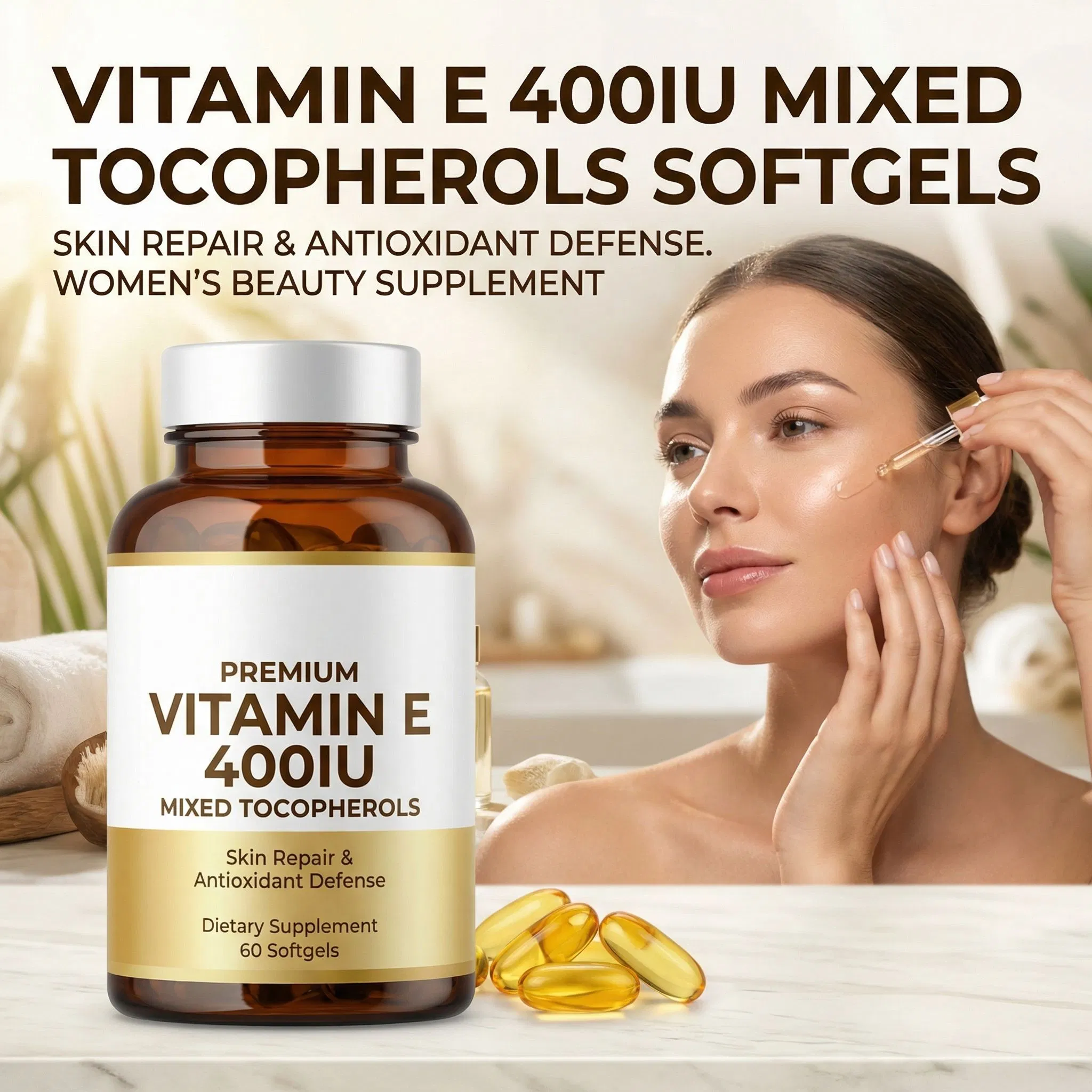 Suplemento de Beleza com Tocopheróis Mistos para Reparação e Defesa da Pele