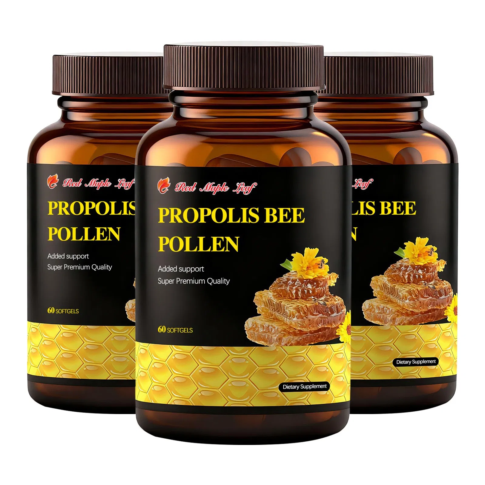 Softgels de Pólen de Abelha com Própolis, Suplemento Natural de Antioxidante para Suporte Imunológico