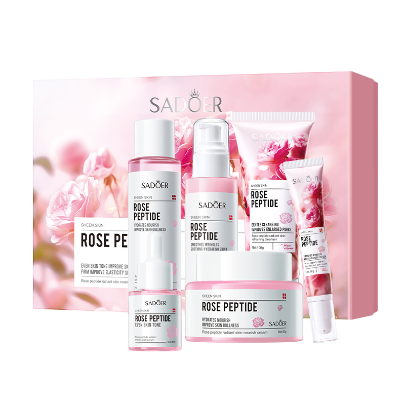Conjunto de Cosméticos Hidratante Nutritivo de Renovação da Pele com Peptídeos de Rosa Sadoer