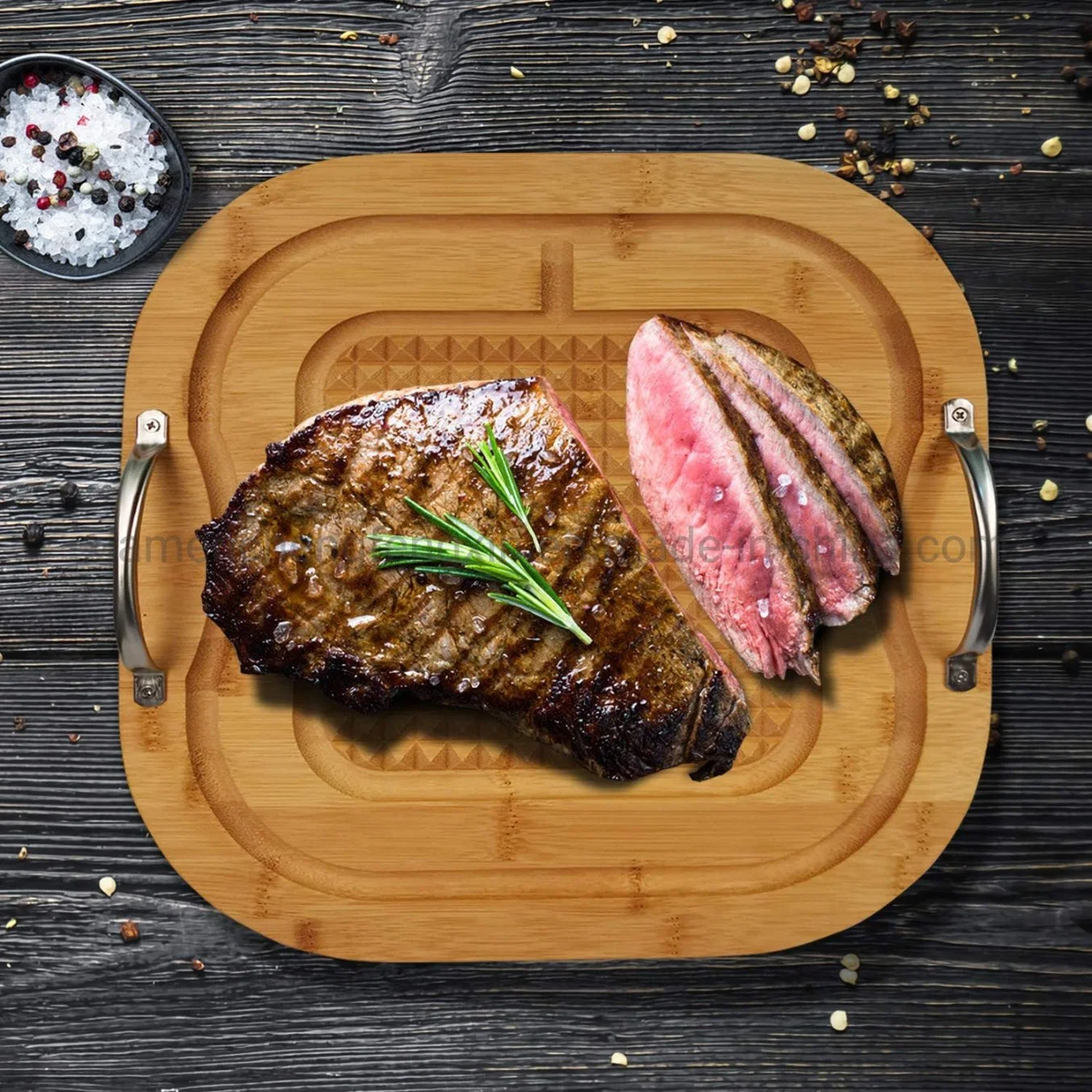 Premium Bamboo Butcher Block Cutting Board with Juice Groove