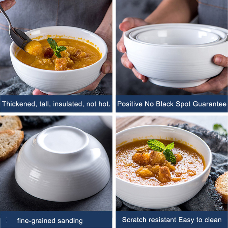 Custom Logo Western Food Hotel Supplies Porcelain Ramen Soup Salad Ceramic Bowl