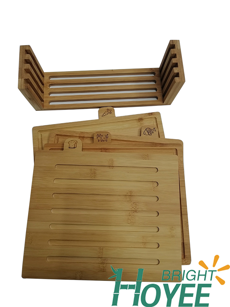Bamboo Wood Cutting Board with Four Pieces Cutting Board Set