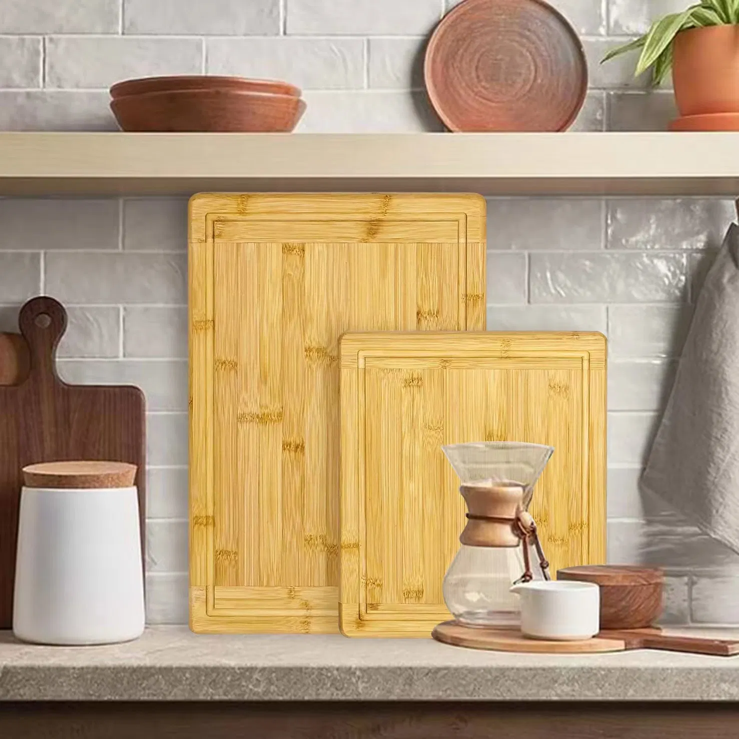 Eco-Friendly Natural Bamboo Cutting Board for Kitchen Custom Logo for Cheese Board