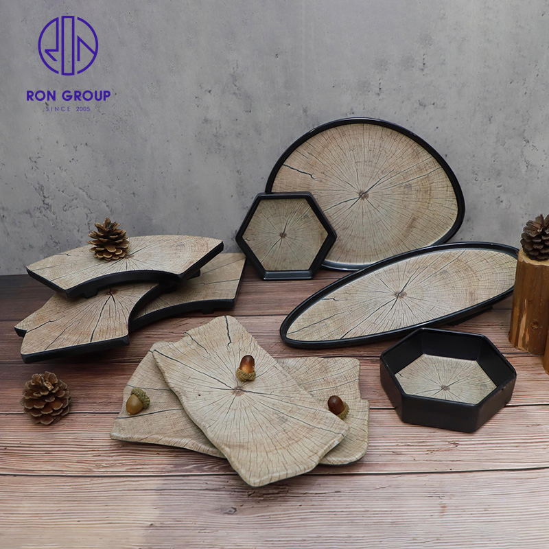 Hot Selling Retro Japanese Melamine Plate Rectangular Sushi Flat Plate