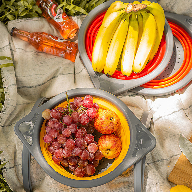 Folding Rubber Filter Basket Wash Vegetable Fruit Collapsible Filter Kitchen Ci16009