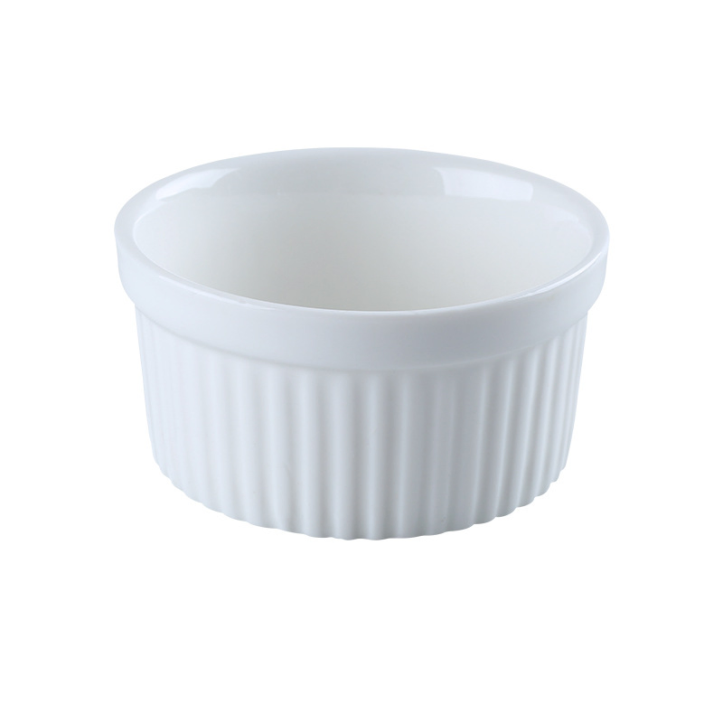 White Porcelain Creme Brulee Souffle Ramekins Bowl Ez28486