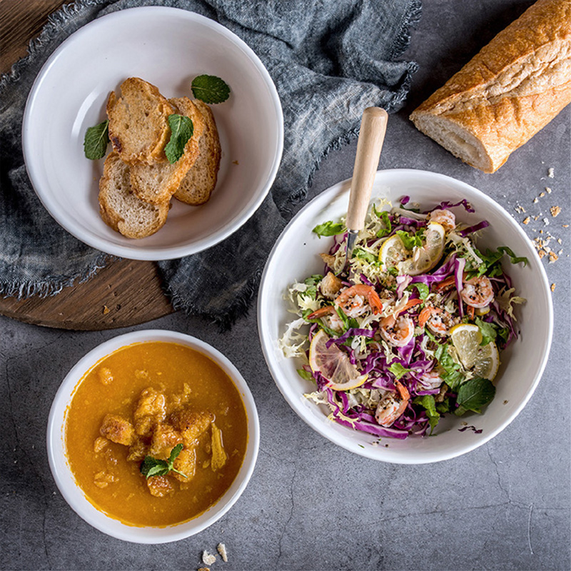 Custom Logo Western Food Hotel Supplies Porcelain Ramen Soup Salad Ceramic Bowl