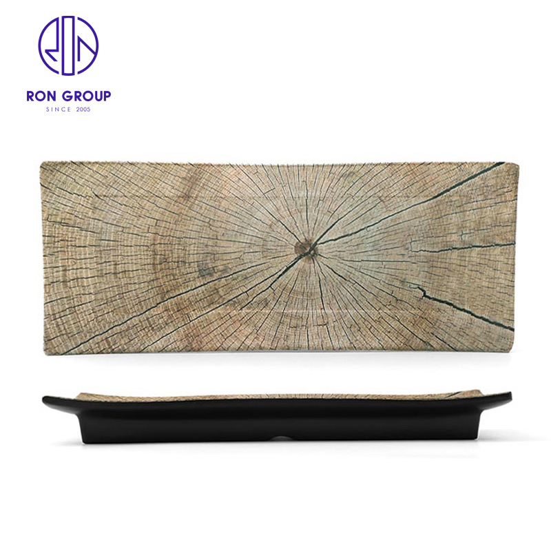 Hot Selling Retro Japanese Melamine Plate Rectangular Sushi Flat Plate