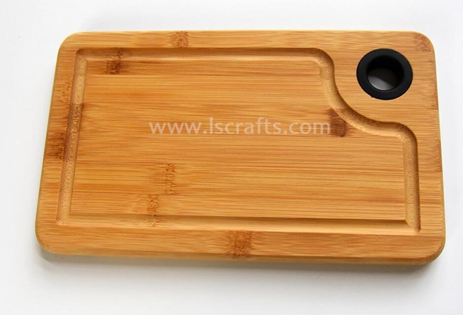 Bamboo Round Serving Board with Glass Cover
