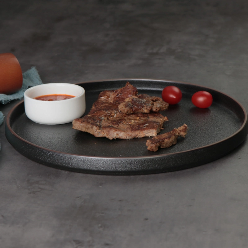 Restaurants Hotels Supplier Black Nordic Porcelain Dish Chaozhou Ceramic Dinner Plates