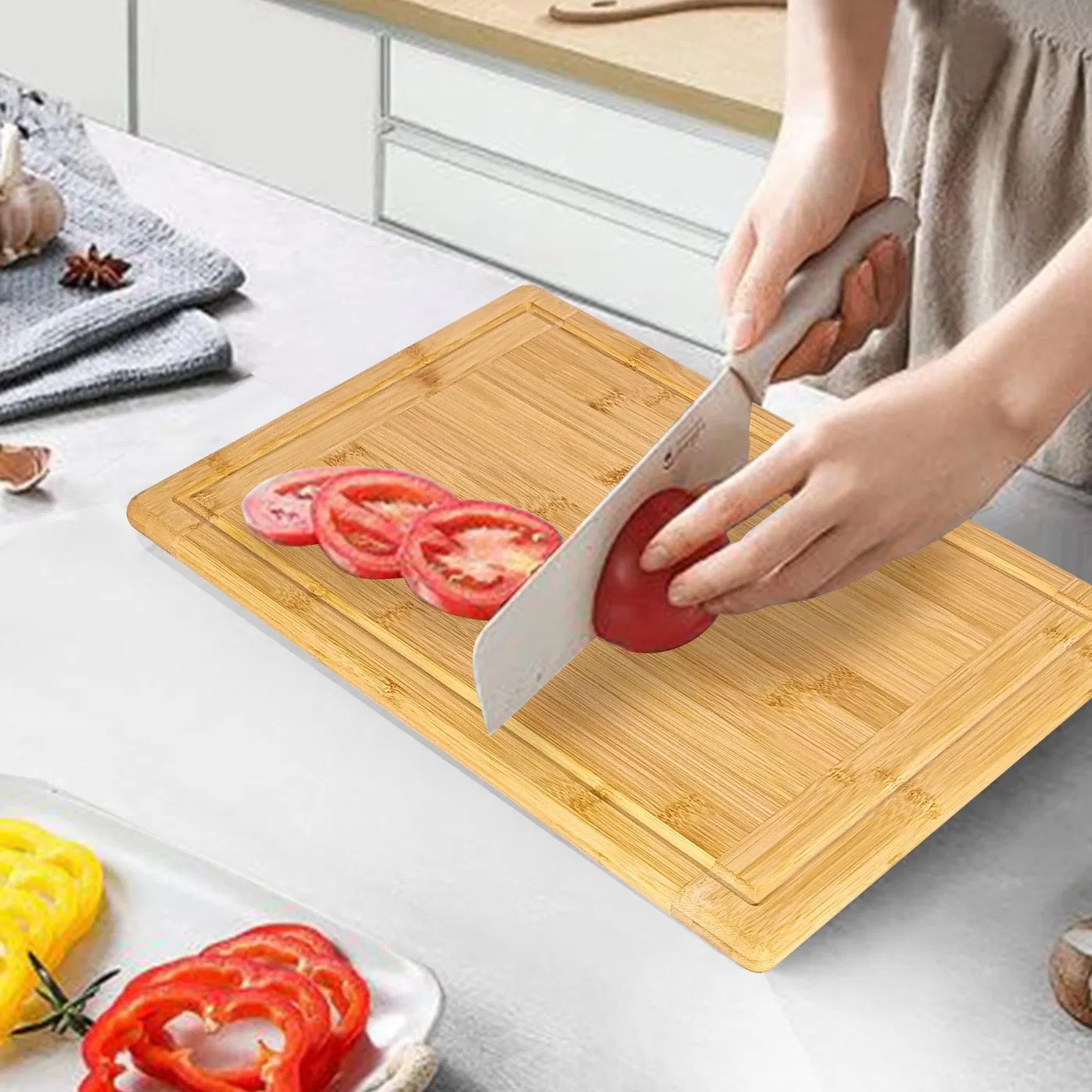 Eco-Friendly Natural Bamboo Cutting Board for Kitchen Custom Logo for Cheese Board