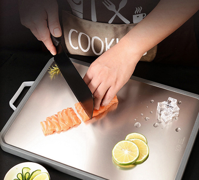 Wholesale Stainless Steel Non-Slip Double Side Use Chopping Board Multipurpose Use Double-Sided Chopping Board