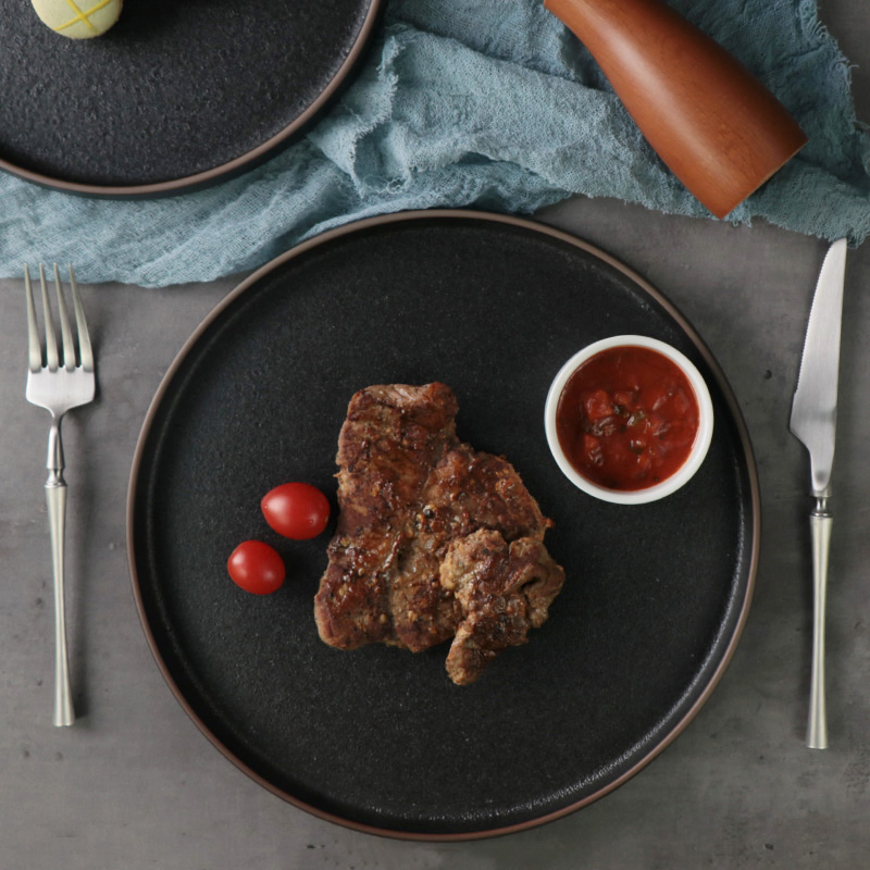 Restaurants Hotels Supplier Black Nordic Porcelain Dish Chaozhou Ceramic Dinner Plates